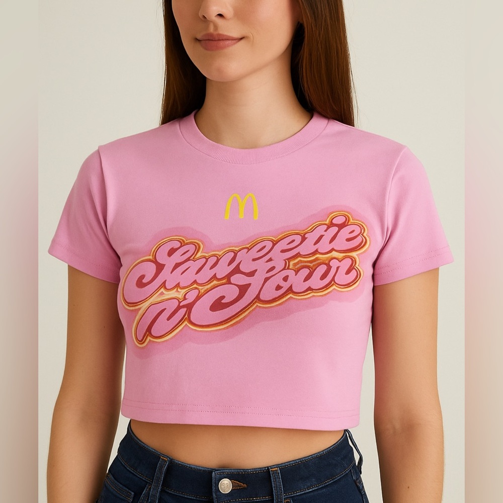 McDonald’s x ICY “Saweetie n’ Sour” Crop‎ Top T-Shirt Bonbon Pink Size XL